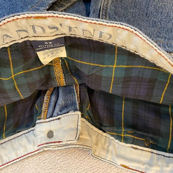 Lands' End Men's Fleece Lined Jeans 42x29 Relaxed Fit Plaid Lining - Picture 10 of 16